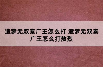 造梦无双秦广王怎么打 造梦无双秦广王怎么打敖烈